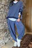 The Sunday Morning Stripe V Slouch Sweatshirt Navy Denim